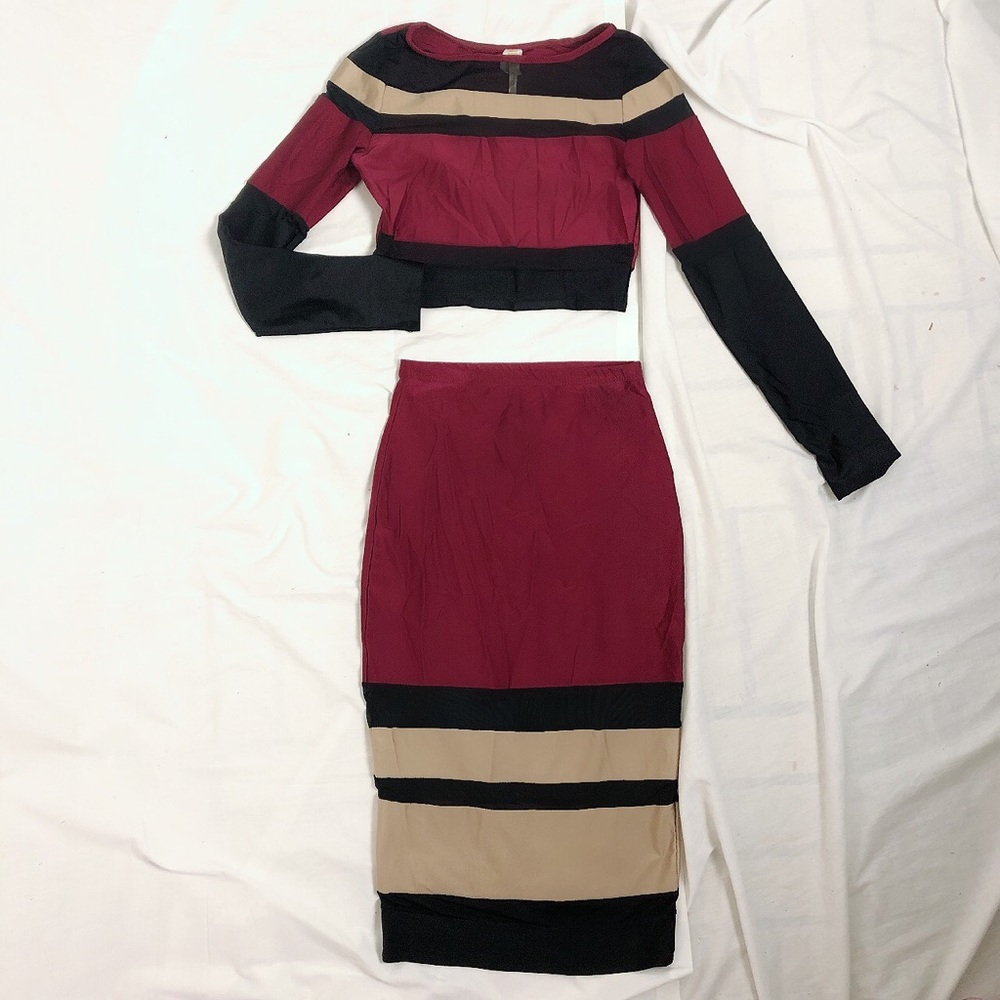 KTOO Two Piece Crop Top and Skirt Set